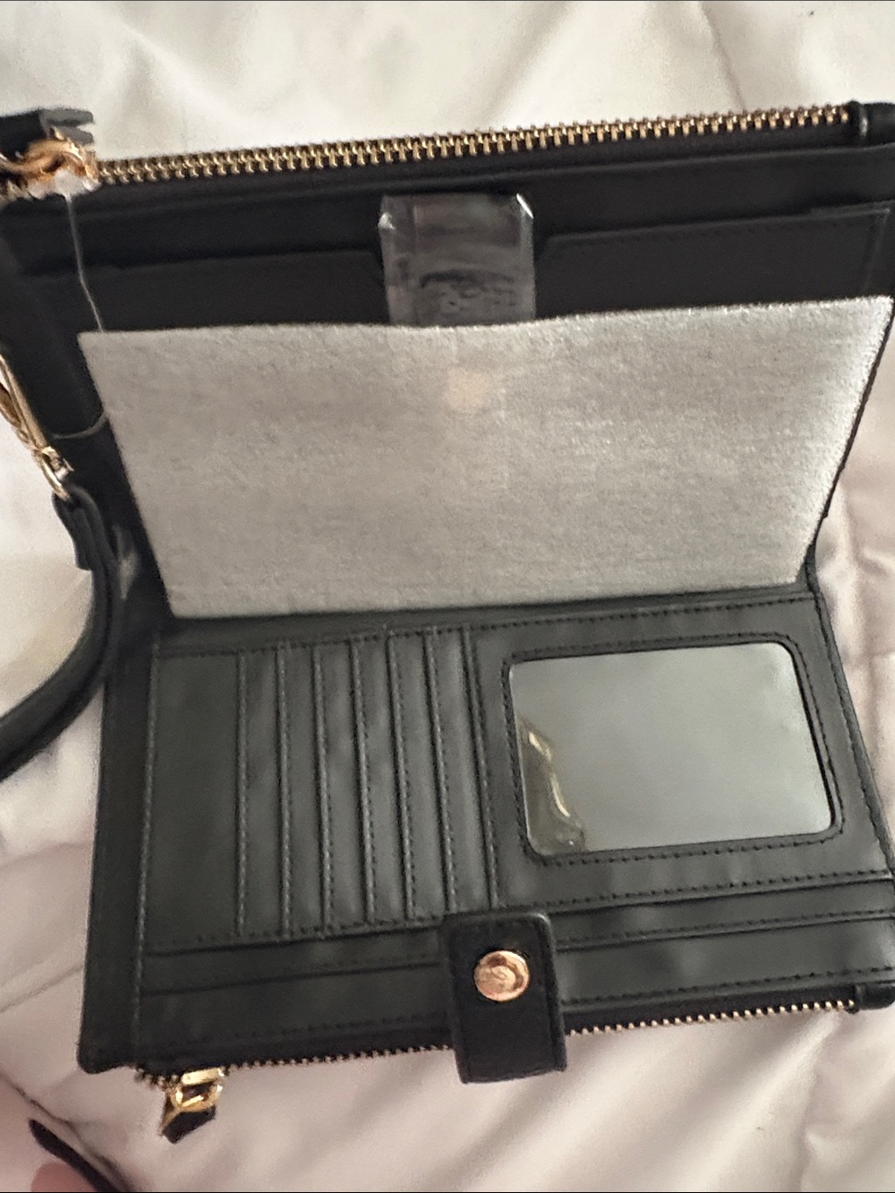 Leopard Print Wristlet Clutch with Black Trim - Picture 2 of 2